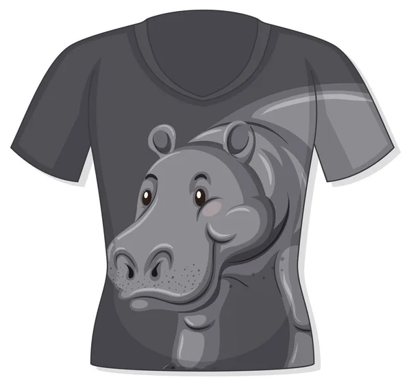 Devant Shirt Avec Motif Hippopotame Illustration — Image vectorielle