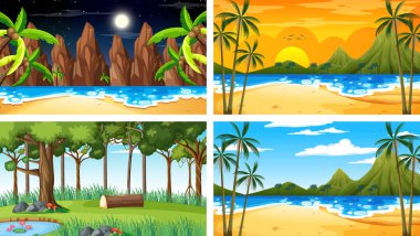 Dört farklı yatay sahne çizimi