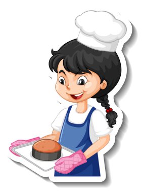 Fırıncı kız resimli çizgi film karakteri çıkartması