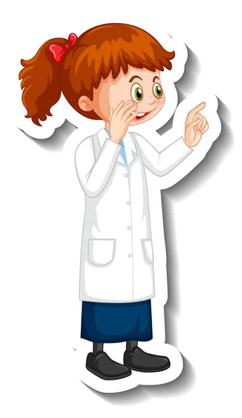科学者女の子漫画のキャラクターで立ってポーズイラスト — ストックベクタ