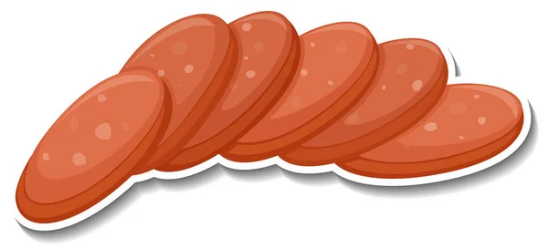 Autocollant Saucisse Salami Sur Fond Blanc Illustration — Image vectorielle