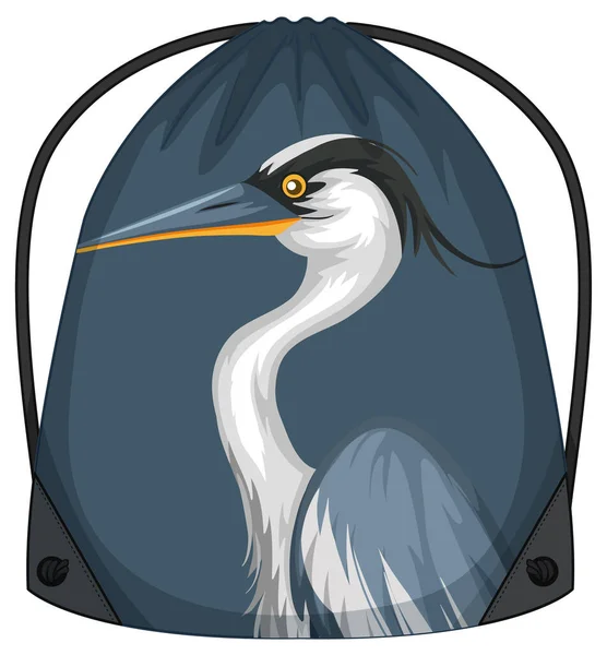 Plecak Sznurkiem Niebieskim Wzorem Pelikana Ilustracja — Wektor stockowy