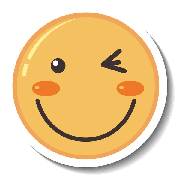Modello Adesivo Con Faccina Emoji Sorriso Isolato Illustrazione — Vettoriale Stock