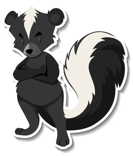 Skunk Animal Desenho Animado Etiqueta Ilustração —  Vetores de Stock