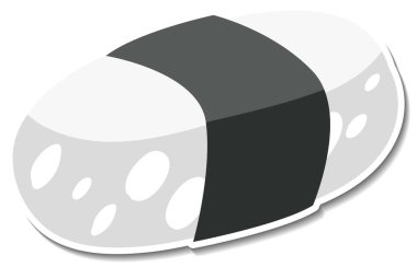 Beyaz arkaplan illüstrasyonunda Onigiri pirinç suşi etiketi
