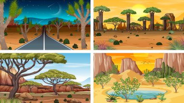 Dört farklı yatay sahne çizimi