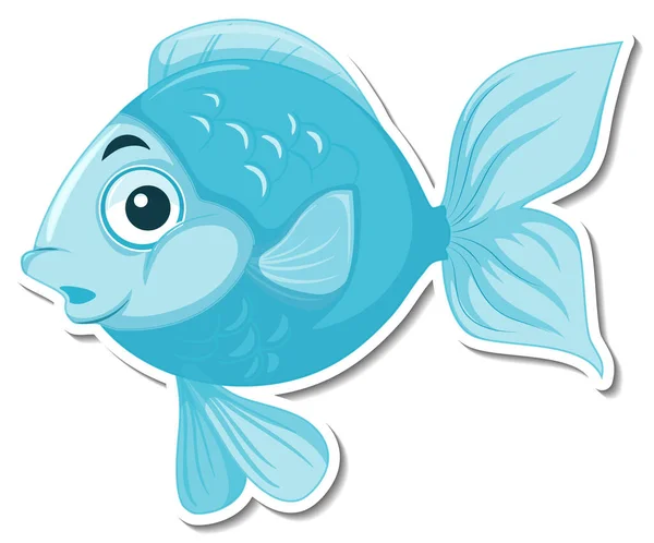 かわいい魚の海の動物の漫画のステッカーイラスト — ストックベクタ