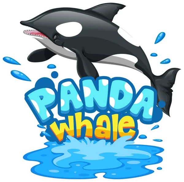 Späckhuggare Eller Späckhuggare Whale Tecknad Karaktär Med Panda Whale Teckensnitt — Stock vektor