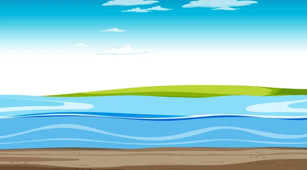 Blanker Himmel Tag Szene Mit Leeren Überschwemmungslandschaft Illustration — Stockvektor