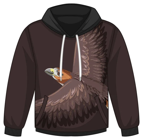 Front Hoodie Sweater Hawk Pattern Illustration — Stock Vector