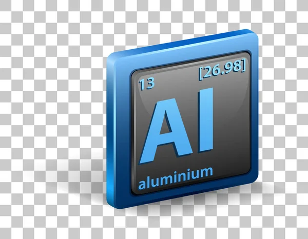 アルミニウム化学元素 原子番号と原子質量を持つ化学記号 イラスト — ストックベクタ