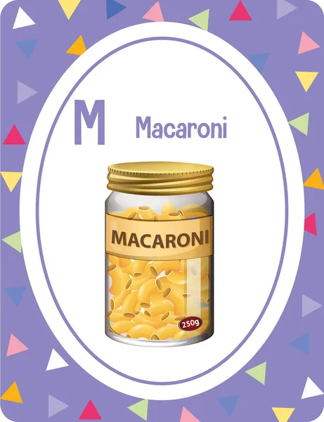 Alphabet Flashcard Γράμμα Για Macaroni Εικονογράφηση — Διανυσματικό Αρχείο