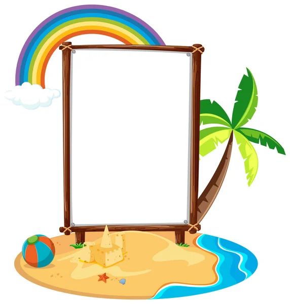 Modello Banner Vuoto Spiaggia Scena Isolato Illustrazione — Vettoriale Stock