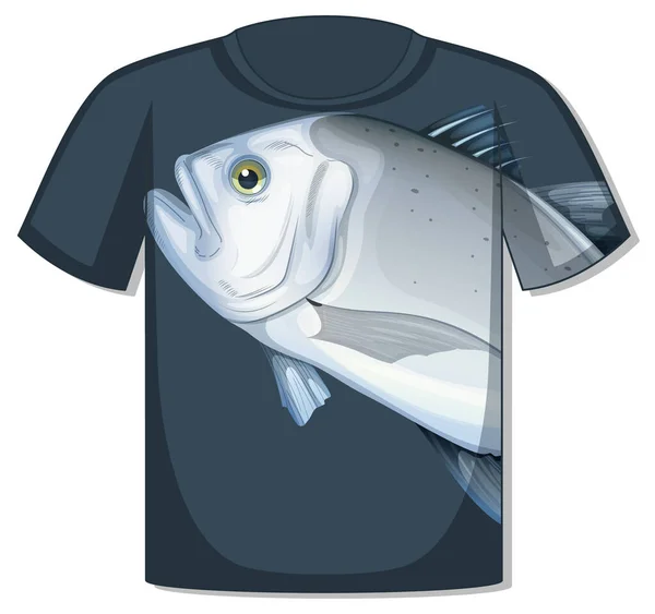 Vorderseite Shirt Mit Fisch Vorlage Illustration — Stockvektor