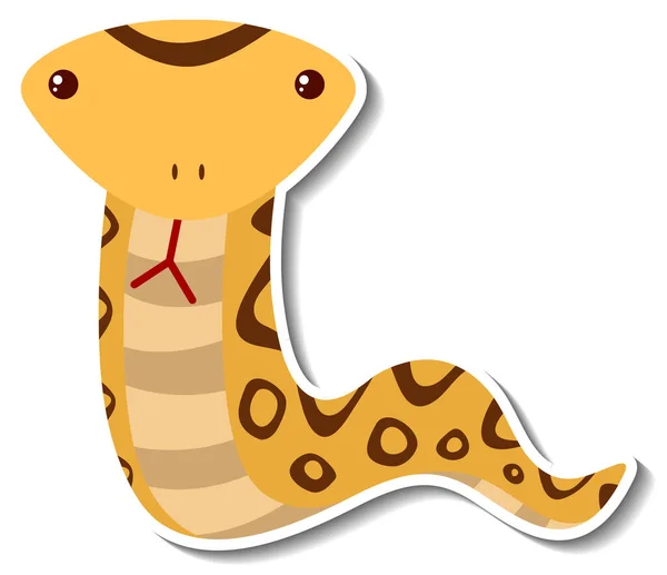 可愛いヘビ漫画の動物ステッカーイラスト — ストックベクタ