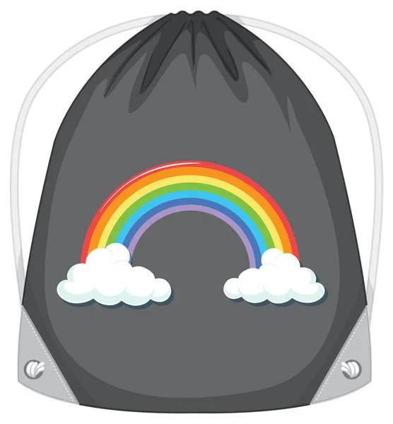 Black Drawstring Bag Rainbow Pattern Illustration — Stock Vector