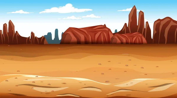Üres Sivatagi Erdő Táj Jelenet Illusztráció — Stock Vector