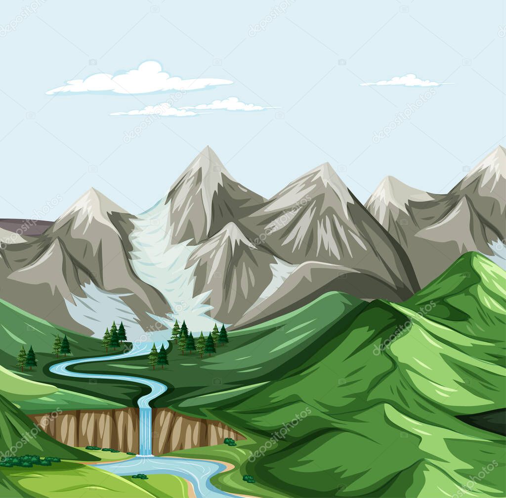 Nature geographic landscape vector illustration