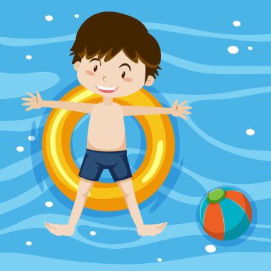 Havuz arkası resimlerinde yüzme yüzüğüne uzanmış bir çocuğun en iyi görüntüsü.