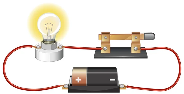 Elektrik Devresi Bilim Deneyi Çizimi — Stok Vektör