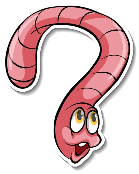 Cute Worm Cartoon Animal Sticker Illustration — Stock Vector