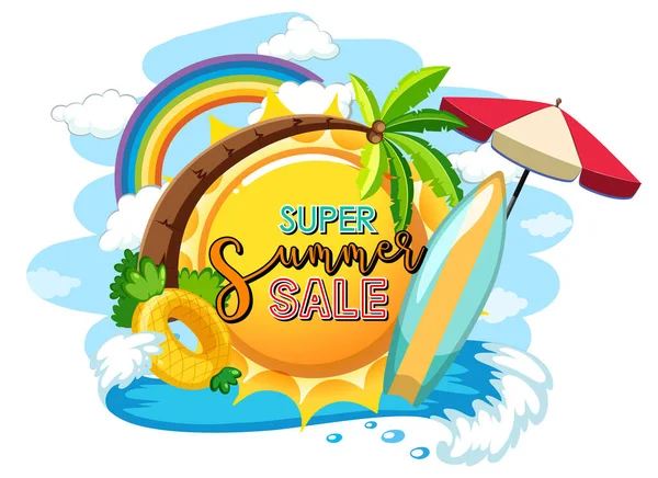 Super Summer Sale Logo Baner Izolowane Ilustracji — Wektor stockowy