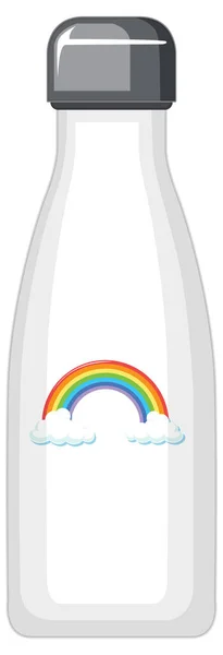 White Thermo Bottle Rainbow Pattern Illustration — Stock Vector