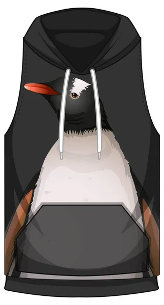Vorderseite Des Kapuzenpullis Ärmellos Mit Pinguinmuster — Stockvektor