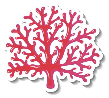 Mercan deniz elementi izole edilmiş bir etiket şablonu