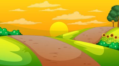 Gün batımında doğa parkının boş bir manzarası.