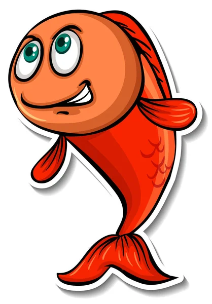 Wütend Fisch Cartoon Charakter Aufkleber Illustration — Stockvektor