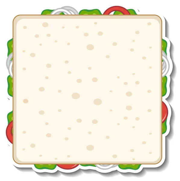 Vierkante Sandwich Sticker Witte Achtergrond Illustratie — Stockvector