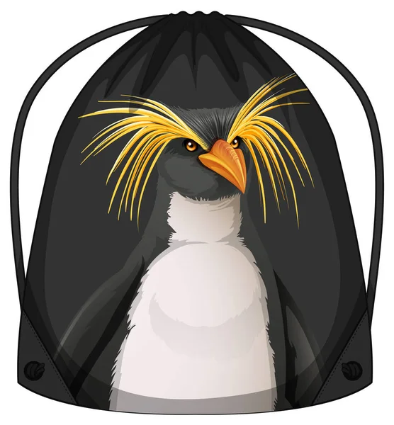 Mochila Con Cordón Con Ilustración Patrón Pingüino — Archivo Imágenes Vectoriales