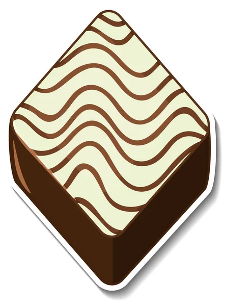 Etiqueta Engomada Brownie Chocolate Aislado Sobre Fondo Blanco Ilustración — Vector de stock