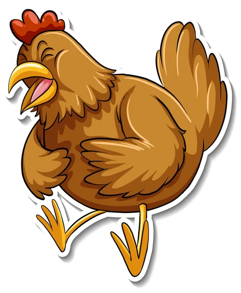 かわいい鶏の動物のステッカーイラスト — ストックベクタ
