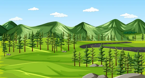 Una Naturaleza Verde Paisaje Fondo Ilustración — Vector de stock