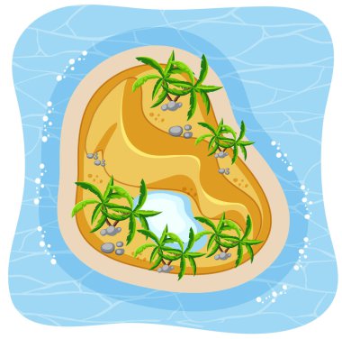 Tropikal sahil adasının hava manzarası izole edilmiş