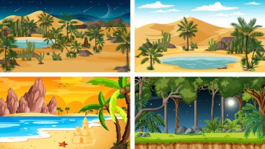 Dört farklı yatay sahne çizimi