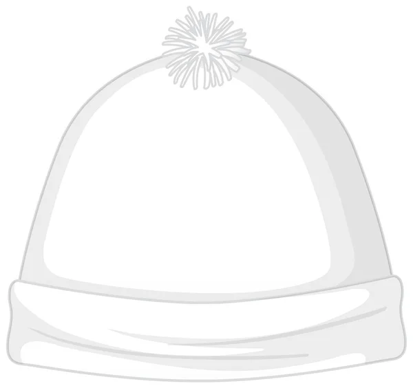 Frente Gorro Blanco Básico Sombrero Ilustración Aislada — Archivo Imágenes Vectoriales