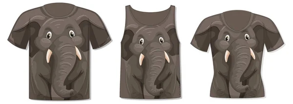 Vorderseite Shirt Mit Elefantenschablone — Stockvektor