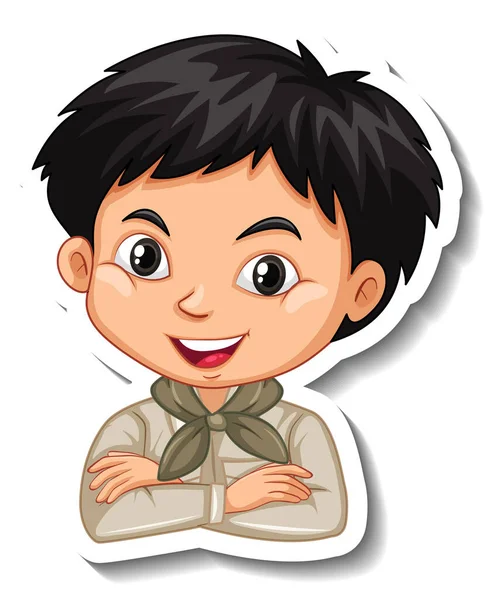 Boy Safari Outfit Cartoon Character Sticker Illustration — Stock Vector