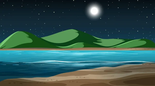 Paisagem Natural Branco Cena Noturna Com Ilustração Fundo Montanha —  Vetores de Stock