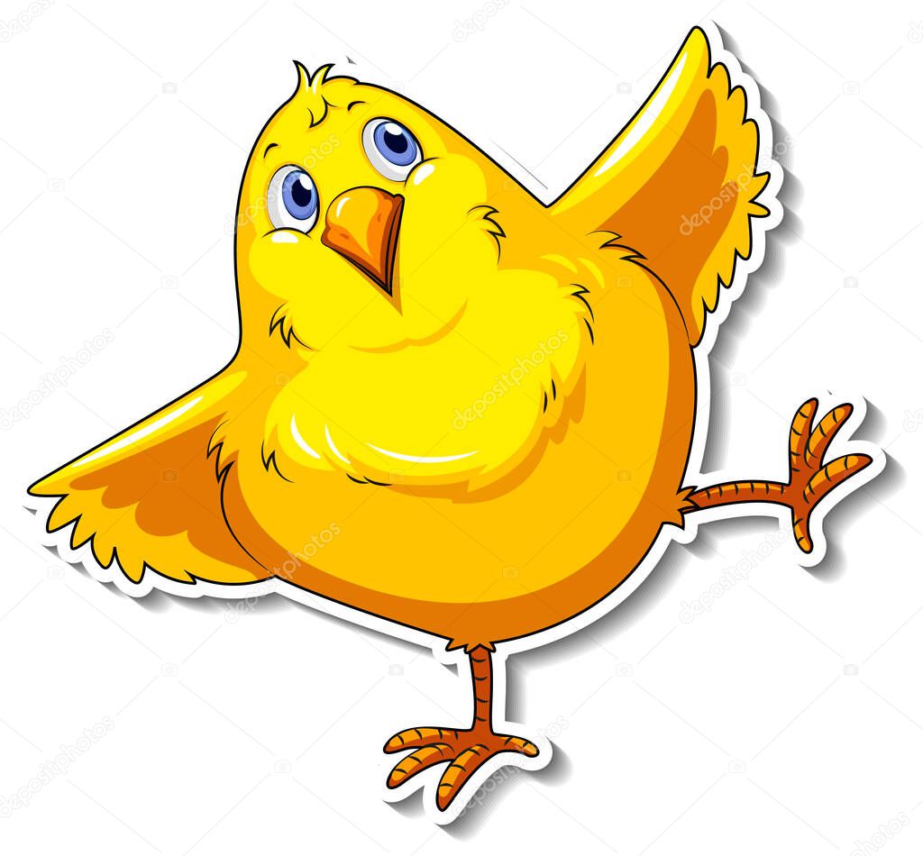 Cute little bird cartoon animal sticker illustration