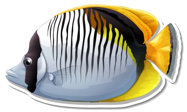 Blackbacked Motýl Ryby Moře Zvíře Nálepka Ilustrace — Stockový vektor