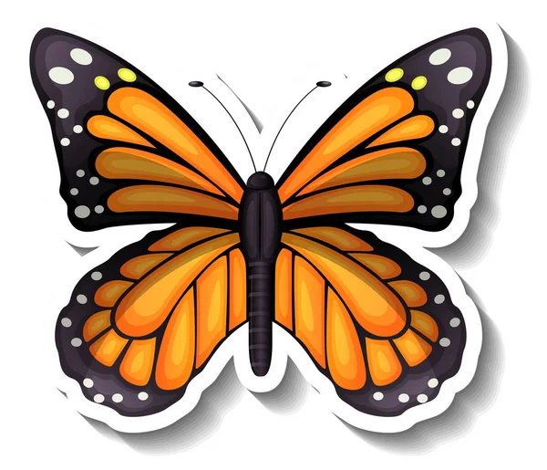 Sticker Template Butterfly Moth Isolated Illustration — Stock Vector