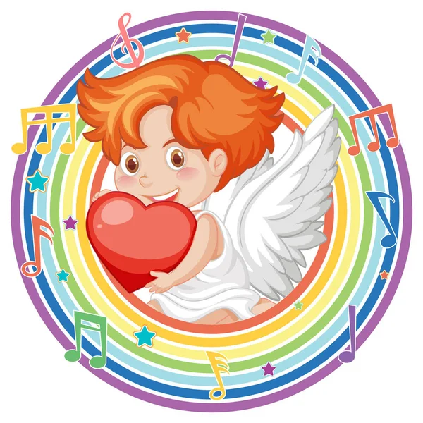 Cupid Rainbow Frame Melody Symbol Illustration — Stock Vector