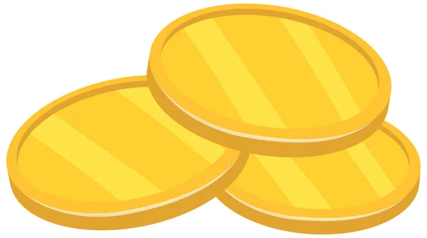 Monete Oro Stile Cartone Animato Isolato Illustrazione — Vettoriale Stock