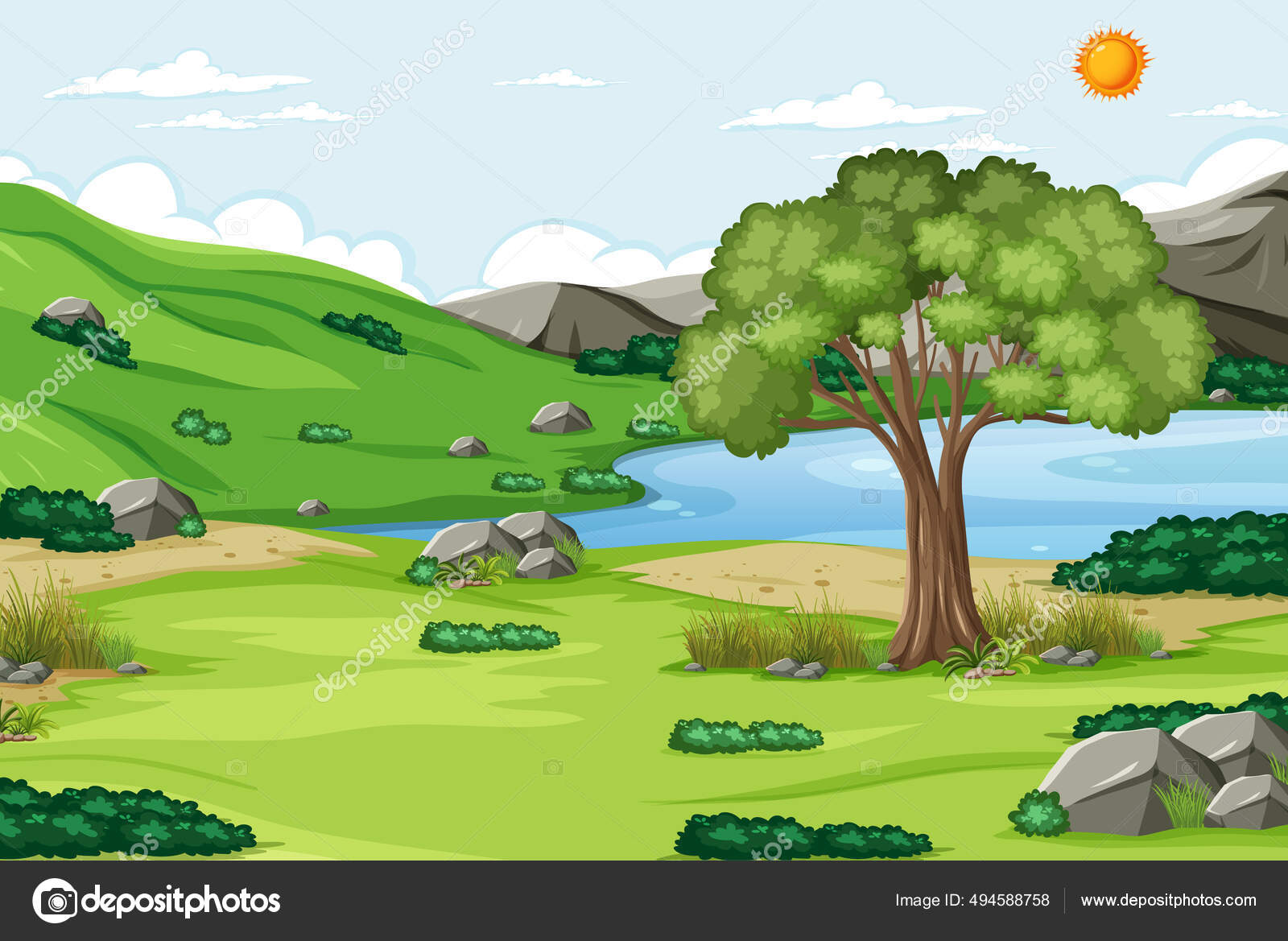 Outdoor Scene Nature Forest Illustration Stock Vector by ©blueringmedia  494588758, image size:1600x1169
