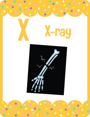 X-ray çizimi için X harfli alfabe bellek kartı