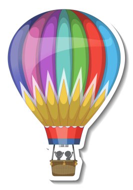 Sıcak balon hava izole edilmiş bir etiket şablonu